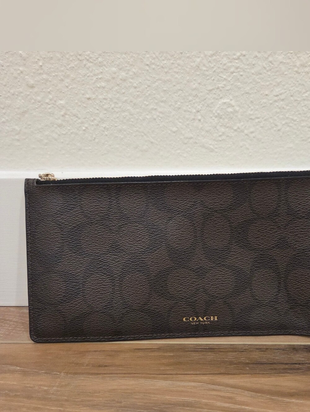 Coach Men’s Brown Signature Leather Zip Pouch